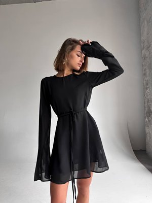 Жіноча сукня із креп шифону колір чорний р.44/46 446696 446696 фото
