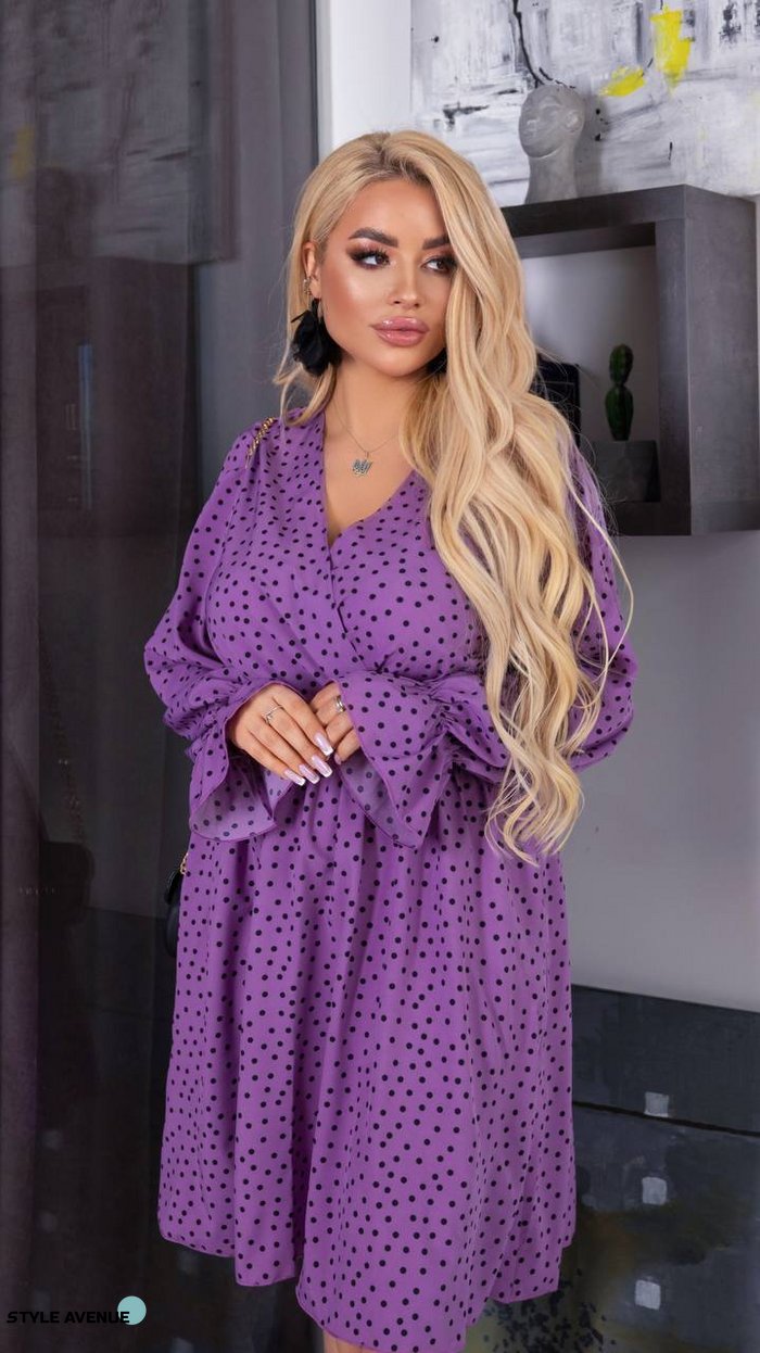 Женское платье на запах из софта цвет фиолетовый р.46/48 452552 452552 фото