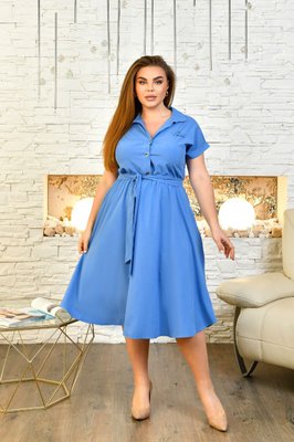 Женское платье с юбкой клеш цвет голубой р.52 454213 454213 фото