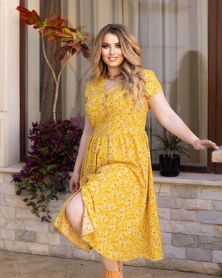 Женское летнее платье на пуговицах желтого цвета р.52/54 431457 431457 фото