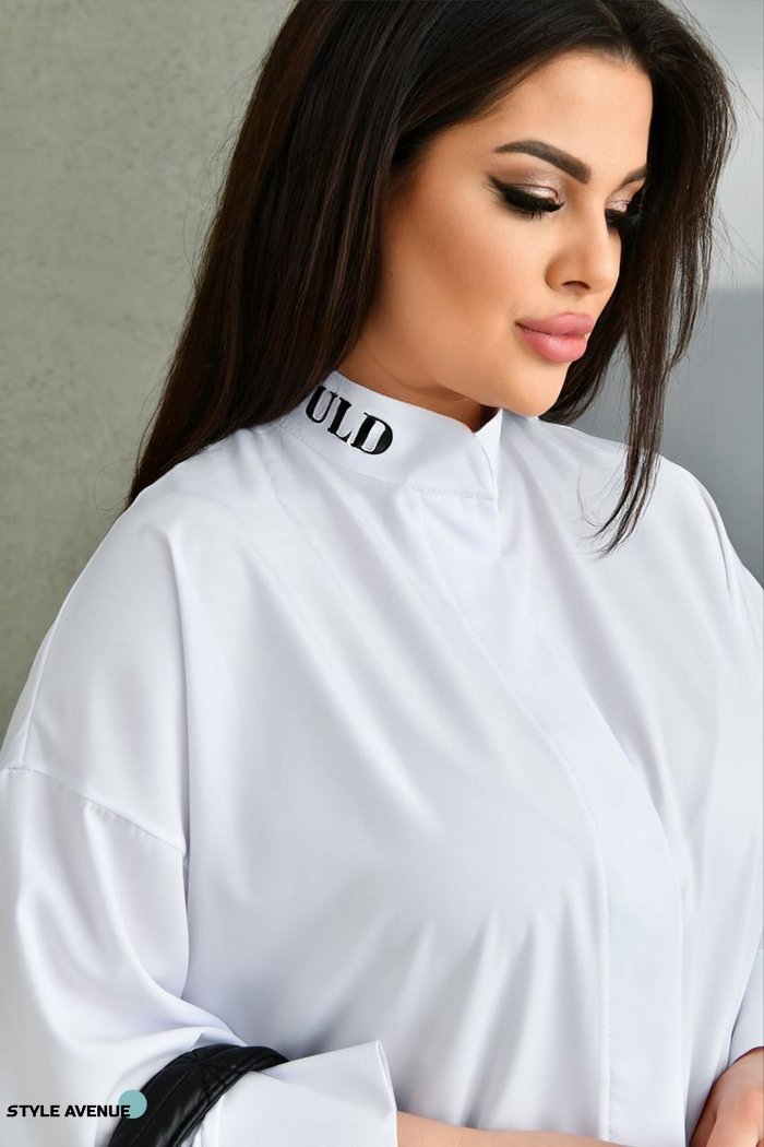 Женская блуза из софта цвет белый р.52/54 452875 452875 фото
