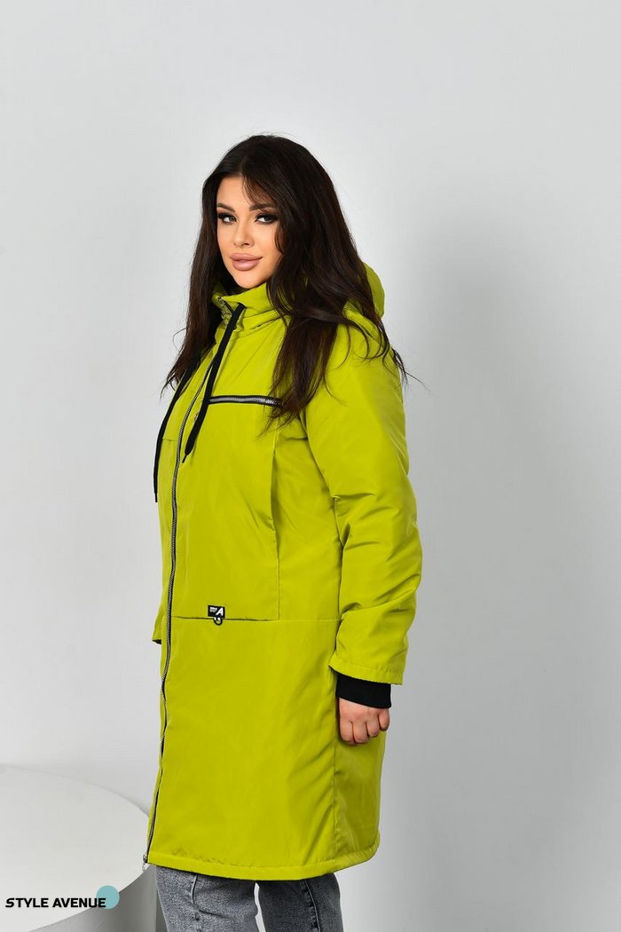 Женская удлиненная куртка цвет лайм р.48/50 449638 449638 фото