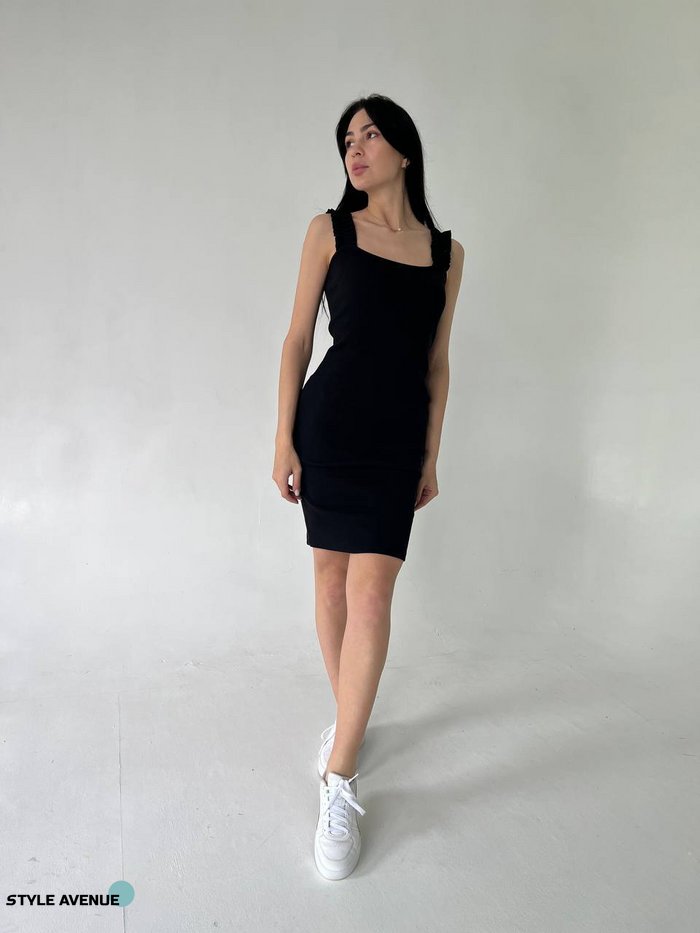 Женское платье в рубчик цвет черный р.универсальный 455890 455890 фото