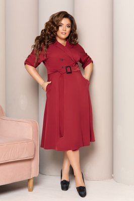 Женское платье с поясом цвет бордо р.52/54 441596 441596 фото