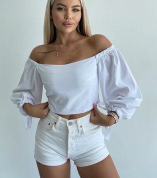 Жіноча блуза із софту колір білий 455576 455576 фото