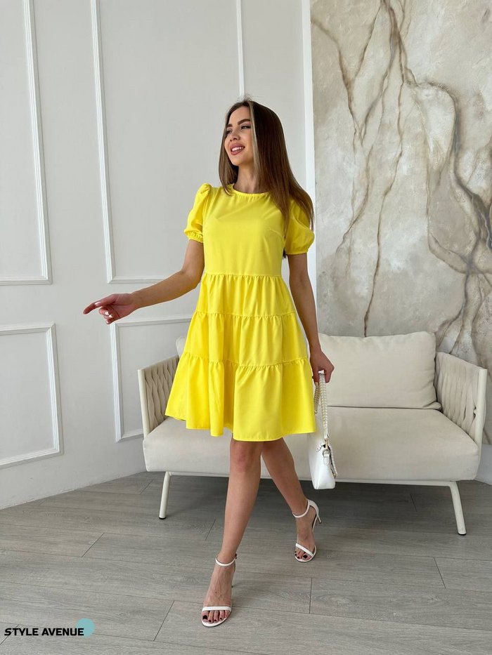 Женское короткое платье из софта "Classic" цвет желтый р.42/44 440228 440228 фото