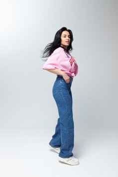 Жіночі джинси в смужку "PRO ПРЯМОТУ" колір синій 445690 445690 фото