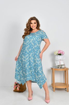 Женское платье из штапеля цвет голубой р.54 459771 459771 фото