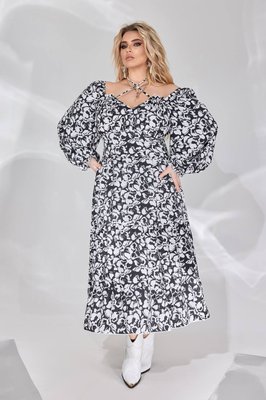 Женское свободное платье из софта цвет черный р.58/60 450592 450592 фото