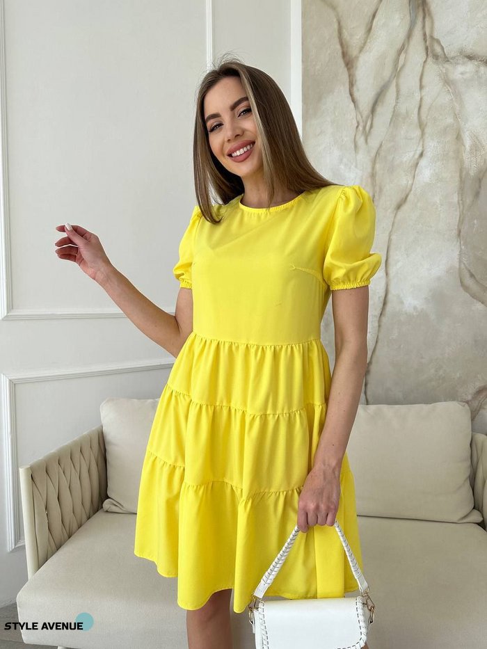 Женское короткое платье из софта "Classic" цвет желтый р.46/48 440229 440229 фото