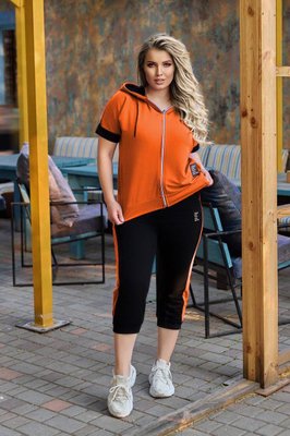 Жіночий спортивний костюм колір чорний-оранж р.50/52 455477 455477 фото
