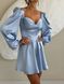 Женское платье мини из сатина цвет голубой р.42 459583 459583 фото 4