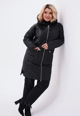 Женская теплая стеганная куртка цвет черный р.60/62 449430 449430 фото