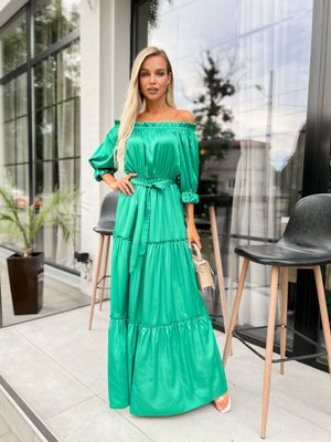 Женское длинное платье с рукавом зеленого цвета р.S/M 386975 386975 фото
