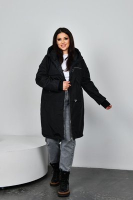 Женская удлиненная куртка цвет черный р.56/58 449838 449838 фото