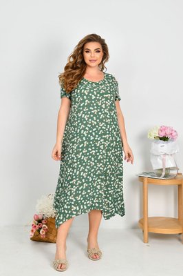 Жіноча сукня зі штапелю колір зелений р.52 459605 459605 фото