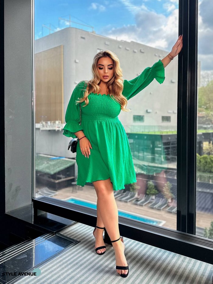 Женское платье из муслина цвет зеленый р.48/50 456016 456016 фото