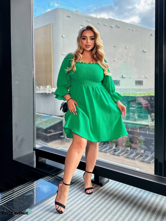 Женское платье из муслина цвет зеленый р.48/50 456016 456016 фото