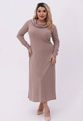 Женское трикотажное платье цвет мокко р.58/60 454632 454632 фото