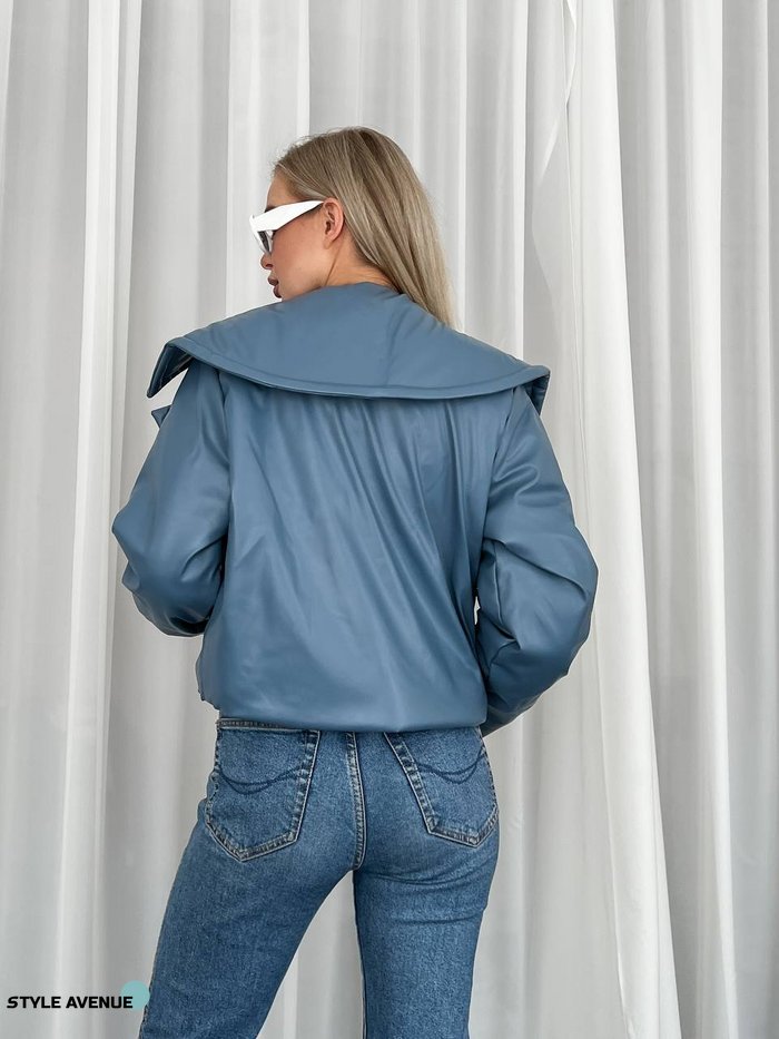 Женская укороченная куртка цвета джинс р.42/44 396828 396828 фото