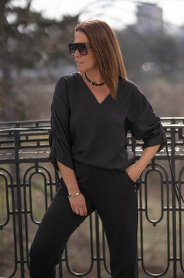 Женская блуза цвет черный р.58/60 454978 454978 фото