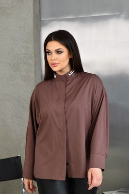 Женская блуза из софта цвет шоколад р.48/50 452789 452789 фото
