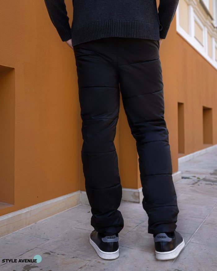 Мужские зимние штаны из плащевки утепленые цвет черный р.60/62 447538 447538 фото