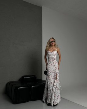 Жіноча максі сукня із софту колір білий 453157 453157 фото