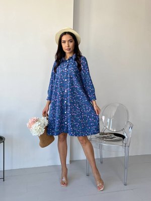 Женское свободное платье из софта цвет джинс р.48/52 454359 454359 фото