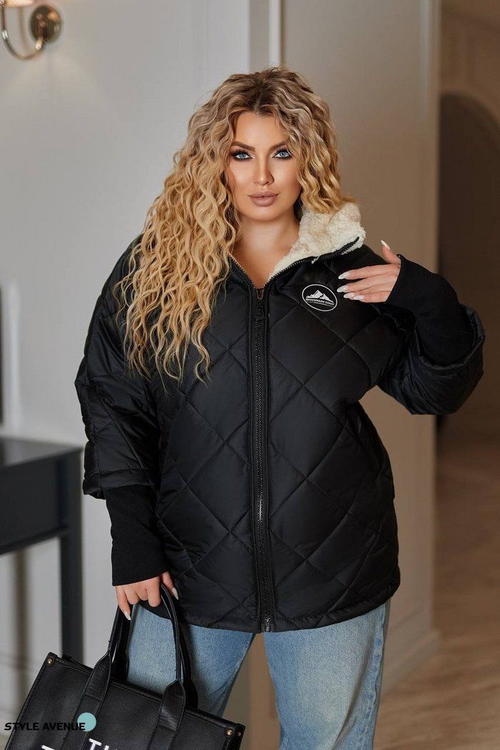 Женская куртка на подкладке с меха цвет черный (532079) 532079 фото Женская куртка на подкладке с меха цвет черный (532079) 532079 фото