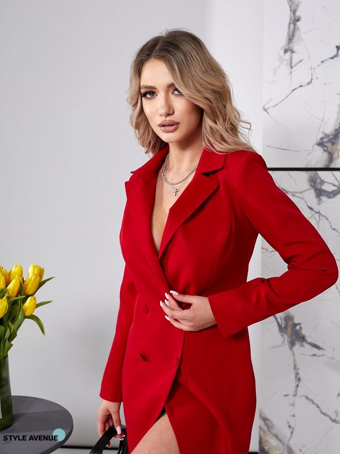 Женское платье-пиджак цвет красный р.XL 452507 452507 фото