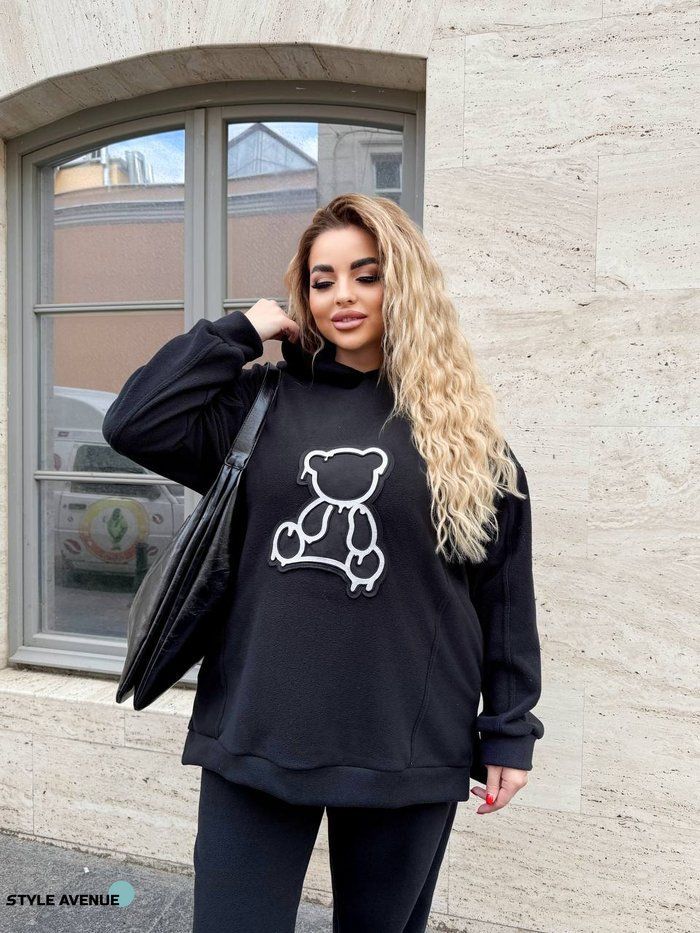 Жіночий костюм трійка подовжений жилет та спортивний костюм колір чорний (467384) 467384 фото