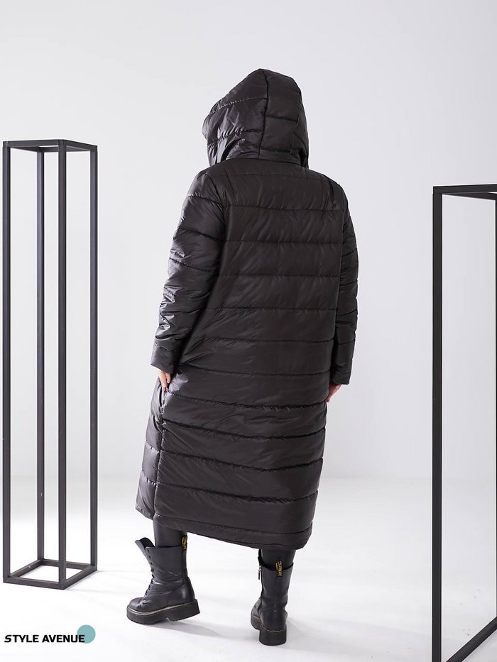 Женская куртка-пальто из плащевки цвет черный р.48/50 448424 448424 фото