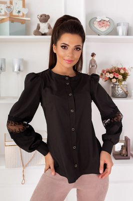 Женская блуза с рукавами с кружевом черного цвета р.52/54 380940 380939 фото