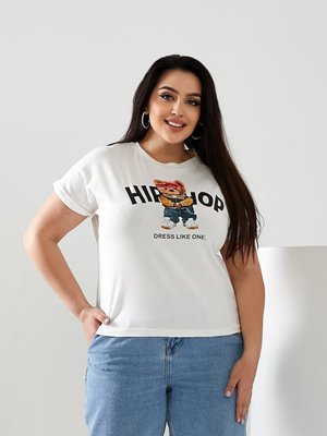 Жіноча футболка HIP-HOP колір молочний р.48/50 433165 433165 фото