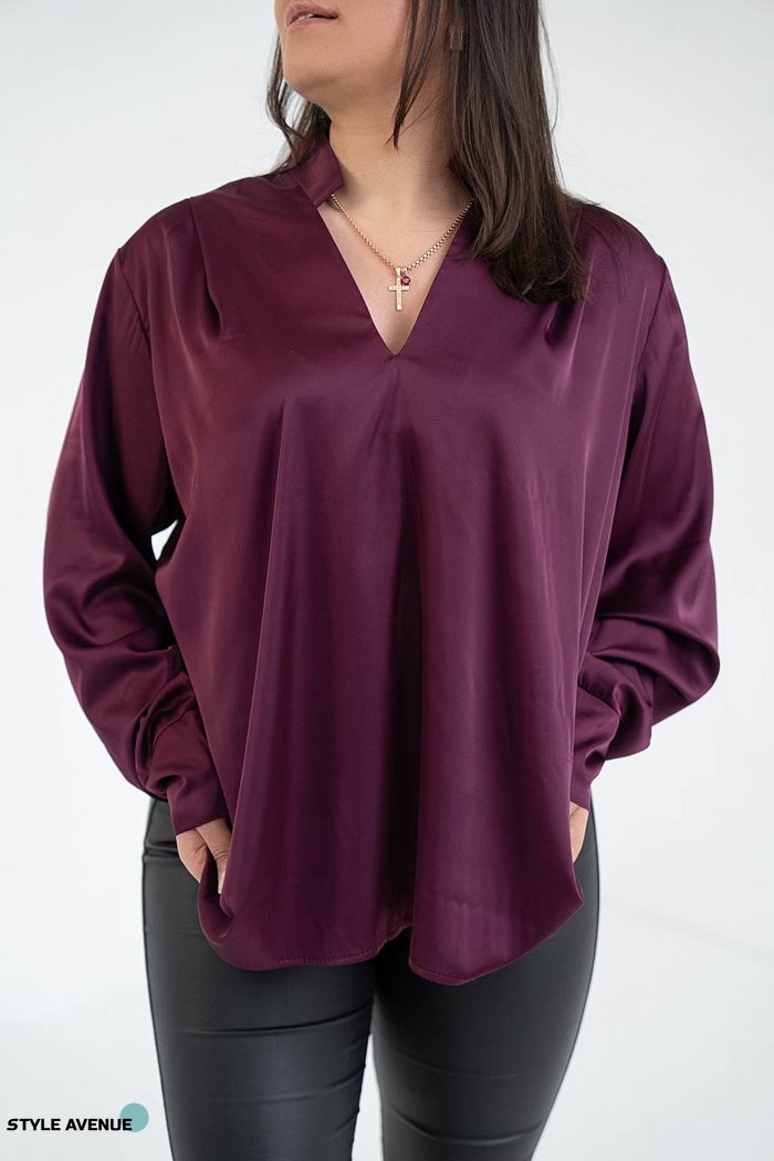 Женская рубашка из шелка армани цвет бордо р.44/48 445853 445853 фото