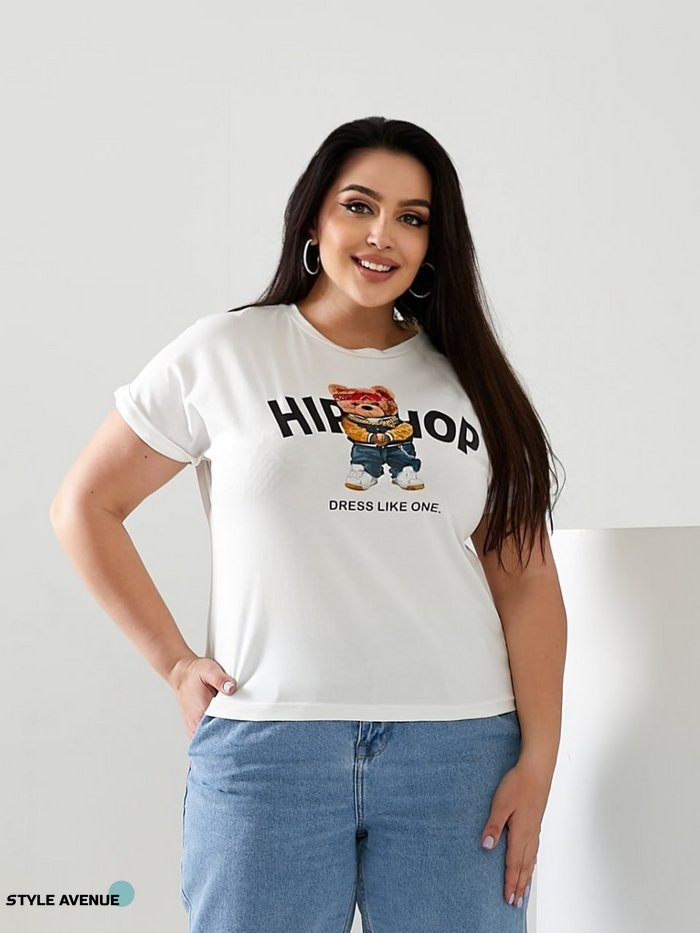 Женская футболка HIP-HOP цвет молочный р.48/50 433165 433165 фото