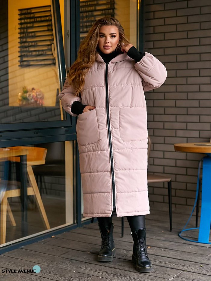 Женская тёплая зимняя куртка бежевого цвета р.54/56 377577 377577 фото