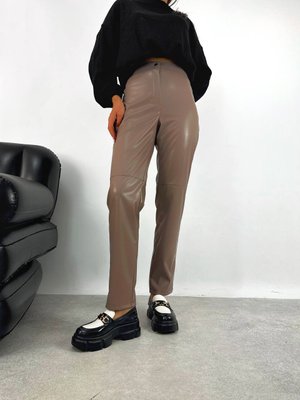 Женские брюки с эко кожи цвет мокко р.46/48 443977 443977 фото