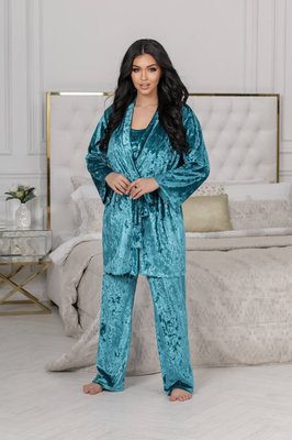Женская пижама-тройка цвет бирюзовый р.54/56 447744 447744 фото