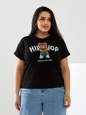 Женская футболка HIP-HOP цвет черный 433030 433030 фото