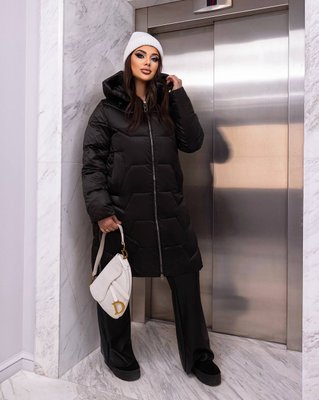 Женская удлиненная куртка цвет черный р.XL 448558 448558 фото
