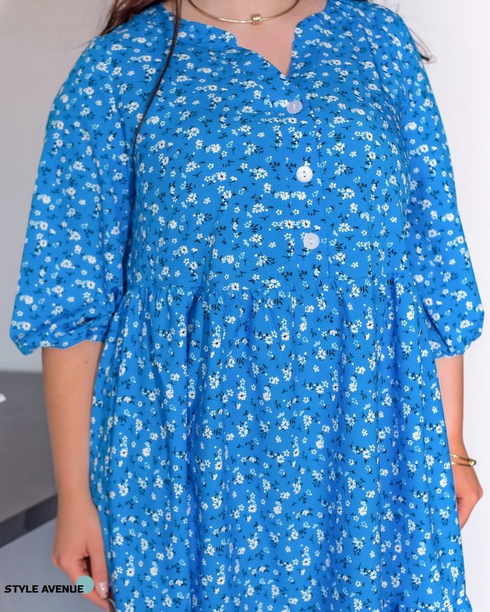 Женское свободное платье миди голубого цвета 420971 420971 фото